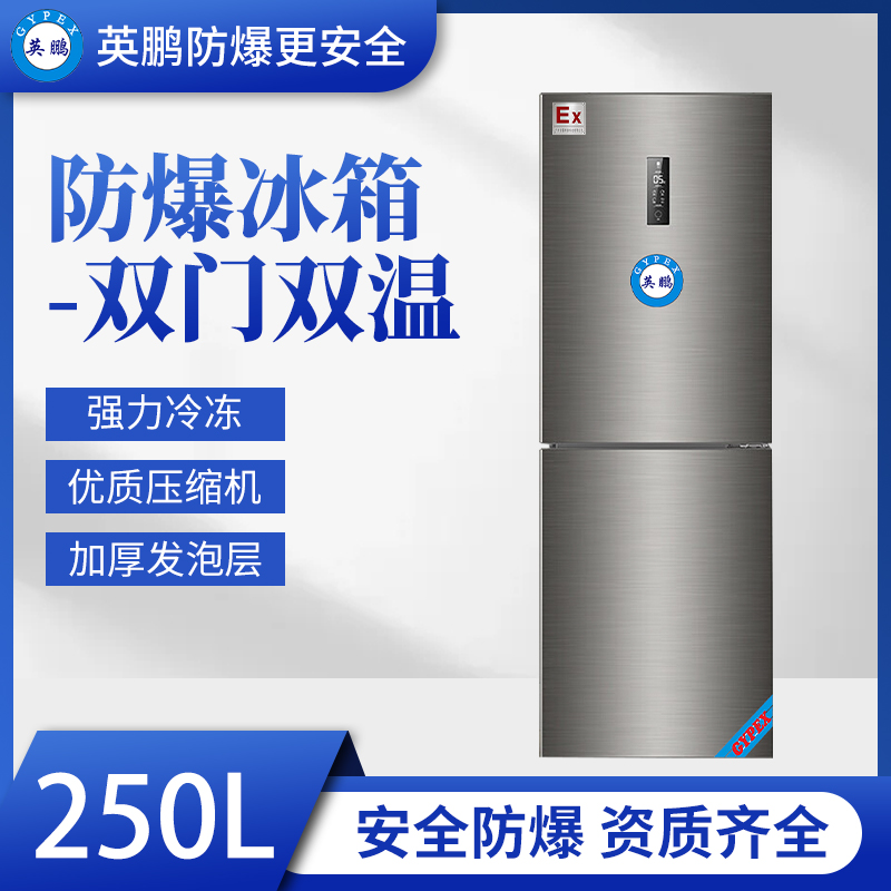 阳江化工厂防爆冰箱双门双温250升